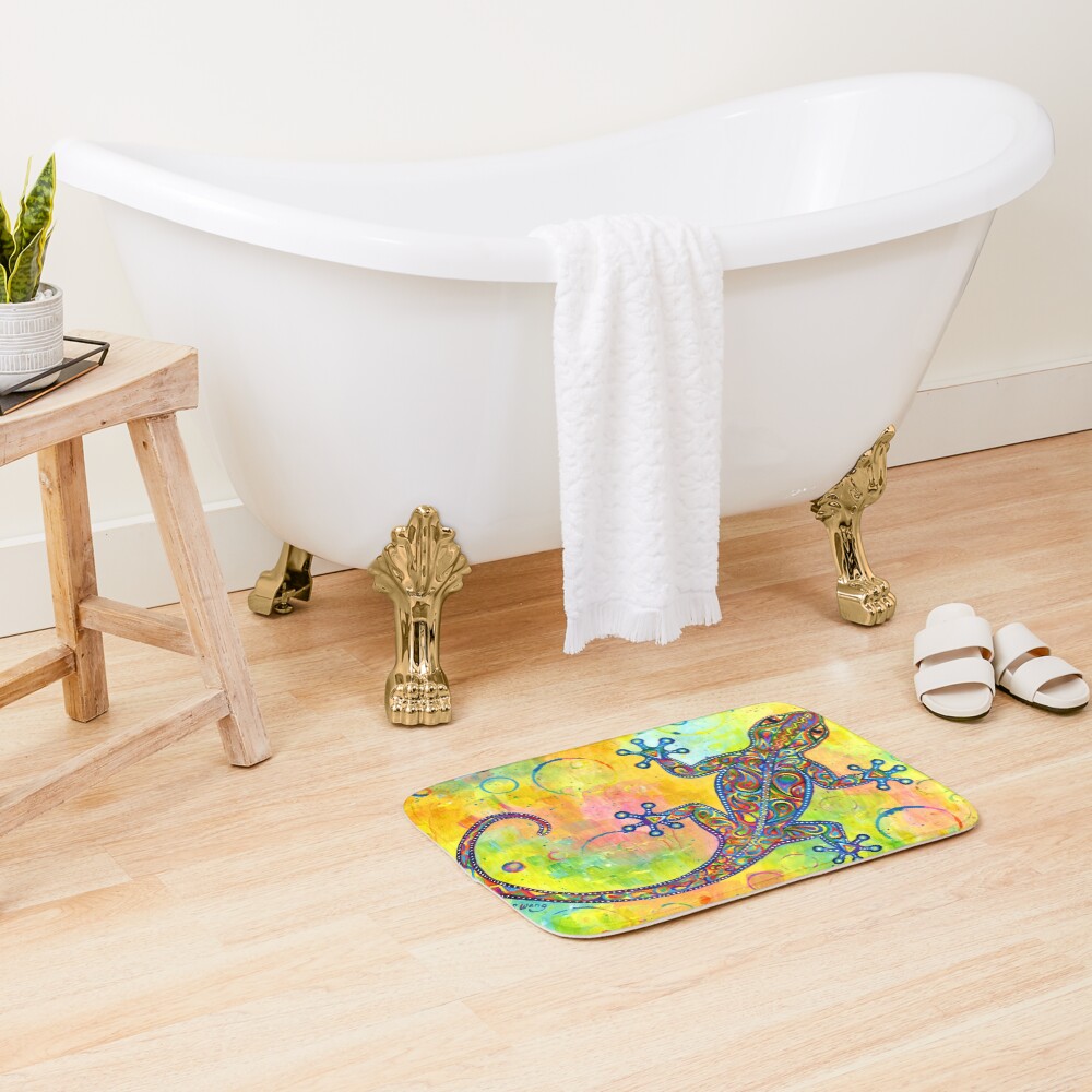 Electric Gecko Psychedelic Paisley Lizard Bath Mat