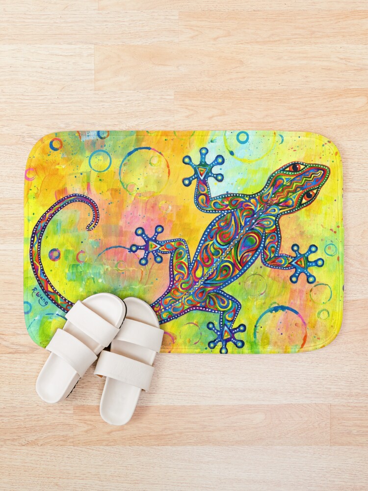 Alternate view of Electric Gecko Psychedelic Paisley Lizard Bath Mat