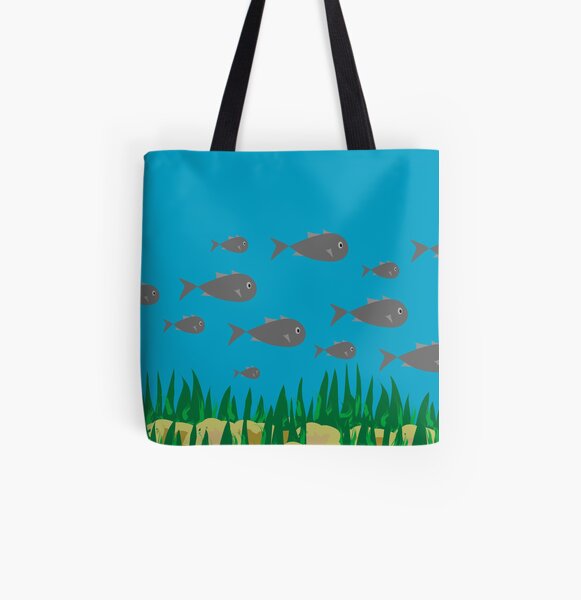 With the Fish All Over Print Tote Bag