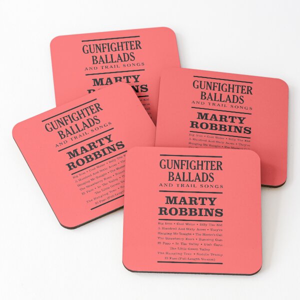 GUNFIGHTER BALLADS AND TRAIL SONGS MARTY ROBBINS Coasters (Set of 4)