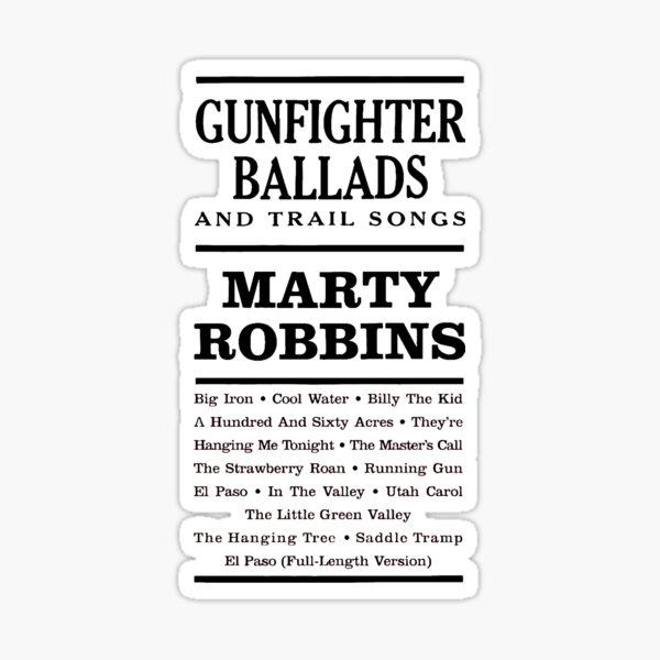 Vista previa del artículo con la obra «BALLADS Y ARRASTRE DE PISTOLEROS MARTY ROBBINS», diseñado y vendido por RuneKnight Man.