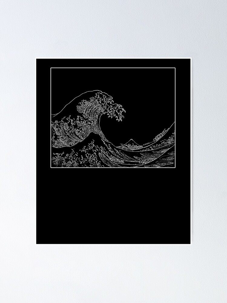 som resultat konkurrence hældning The Great Wave Off Kanagawa White ink" Poster for Sale by onicon | Redbubble
