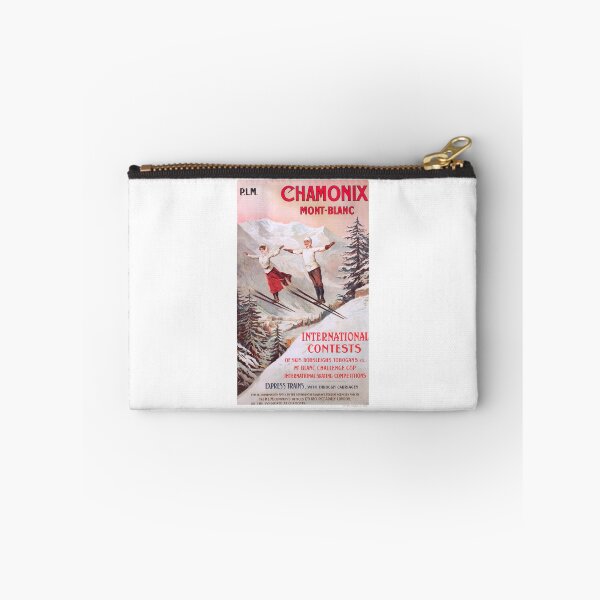 Item preview, 1910 France Chamonix Skiing PLM Travel Poster designed and sold by retrographics.