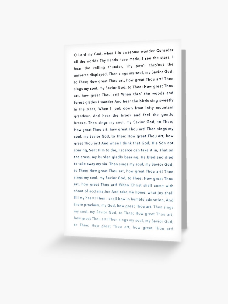 How Great Thou Art Hymn Lyrics Greeting Card By Maloryclancy Redbubble