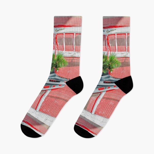 Item preview, Red and Black Ice Skates on a Door designed and sold by Sue Smith.