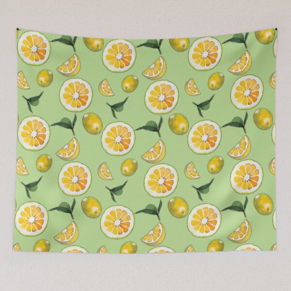 Item preview, Citrus Lemon Pattern on Green designed and sold by GraphicAllusion.