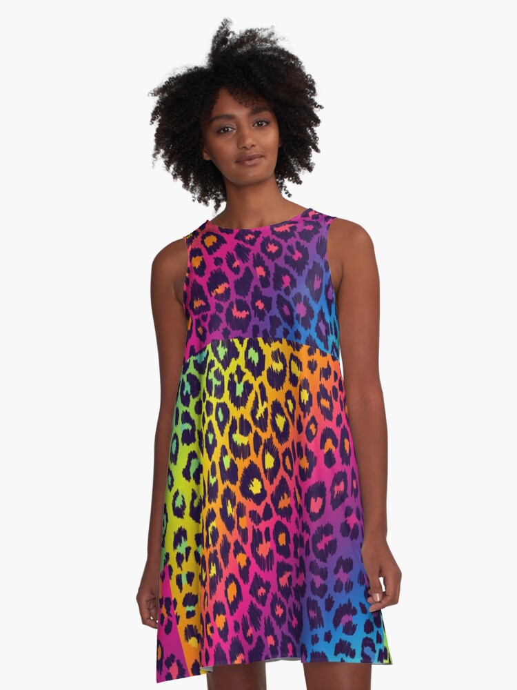 rainbow leopard dress