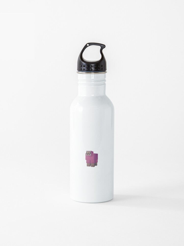 Pink Sheep From Minecraft With Mustache Water Bottle By Samdayam Redbubble