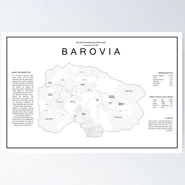 Aperçu de l'œuvre Carte de Barovia Ravenloft minimaliste créée et vendue par SweetDelilahs.