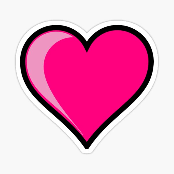 "Pink heart with black outline" Sticker by sonjajvr Redbubble