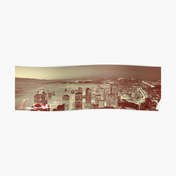 Love Seattle Skyline Panorama Poster