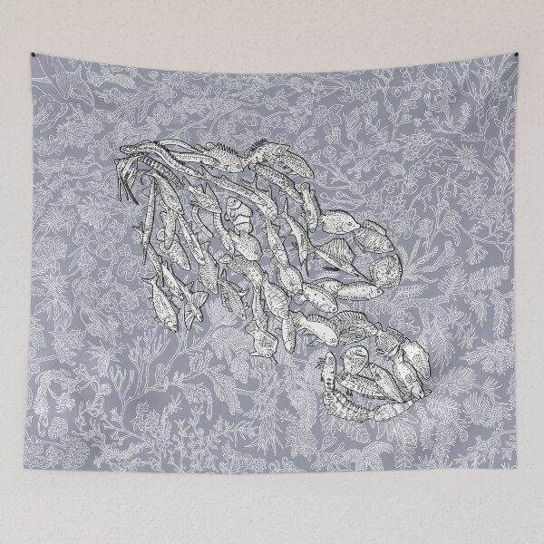 Item preview, Carangimorpharia - Fish - Evolution - Blue Background designed and sold by EvolutionPoster.