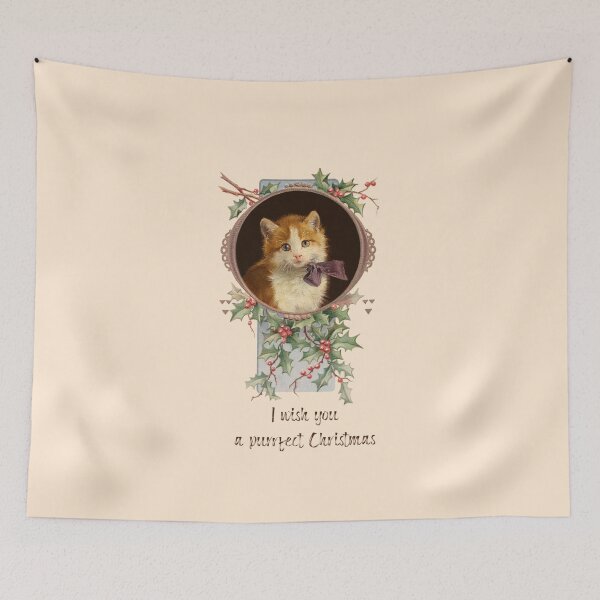 Item preview, Purrfect Christmas - Funny Greeting Card Illustration Collage with Cute Cat designed and sold by CanisArt.