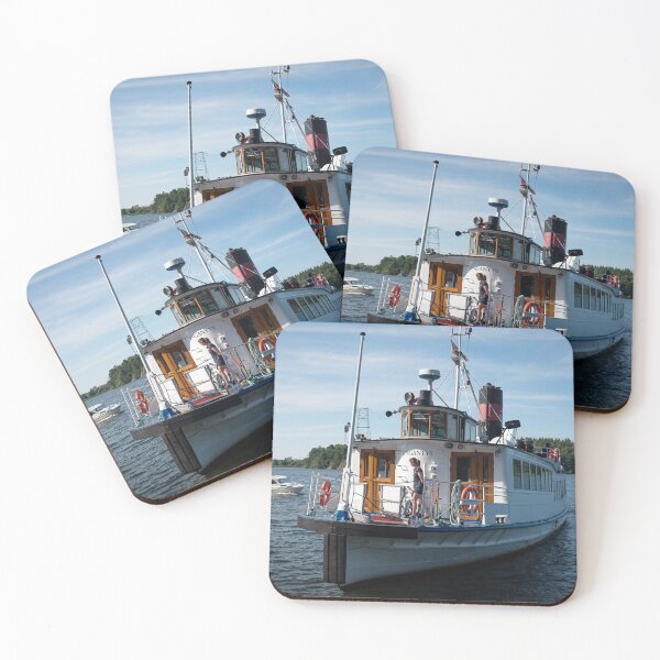 Item preview, An old steamboat arrives at a pier in the Swedish archipelago designed and sold by connyM-Sweden.