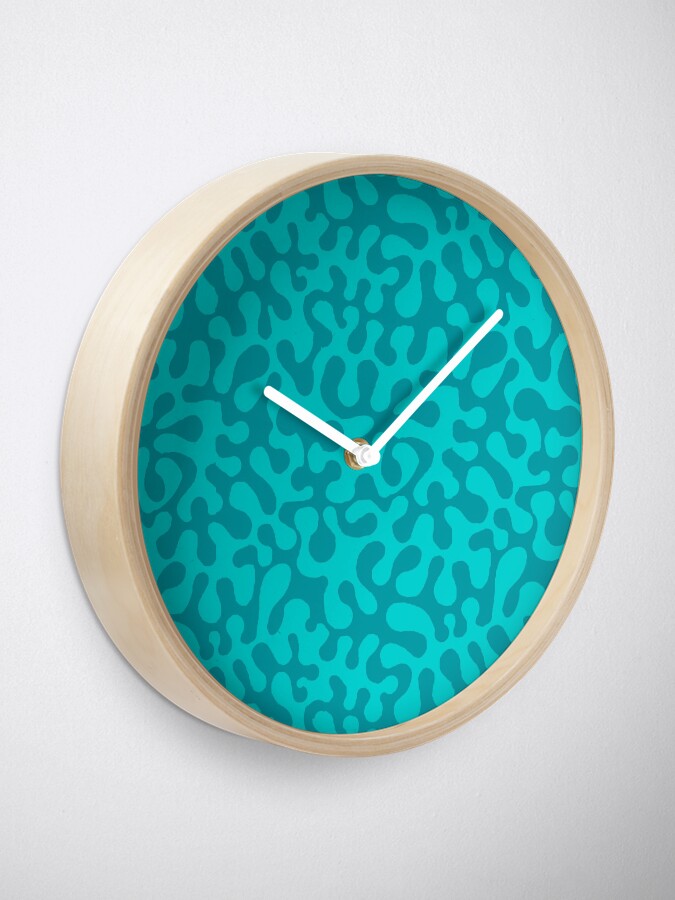 Alternate view of Abstract retro summer teal groovy pattern Clock
