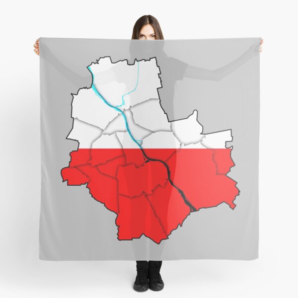 Item preview, Geographical map with outlines of Warsaw in Poland with divided districts, city parts.Flaga Polski, mapa warszawy, warszawa polska, Kolory flagi Polski designed and sold by Marcin Adrian.