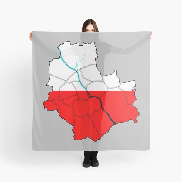 Item preview, Geographical map with outlines of Warsaw in Poland with divided districts, city parts.Flaga Polski, mapa warszawy, warszawa polska, Kolory flagi Polski designed and sold by Marcin Adrian.