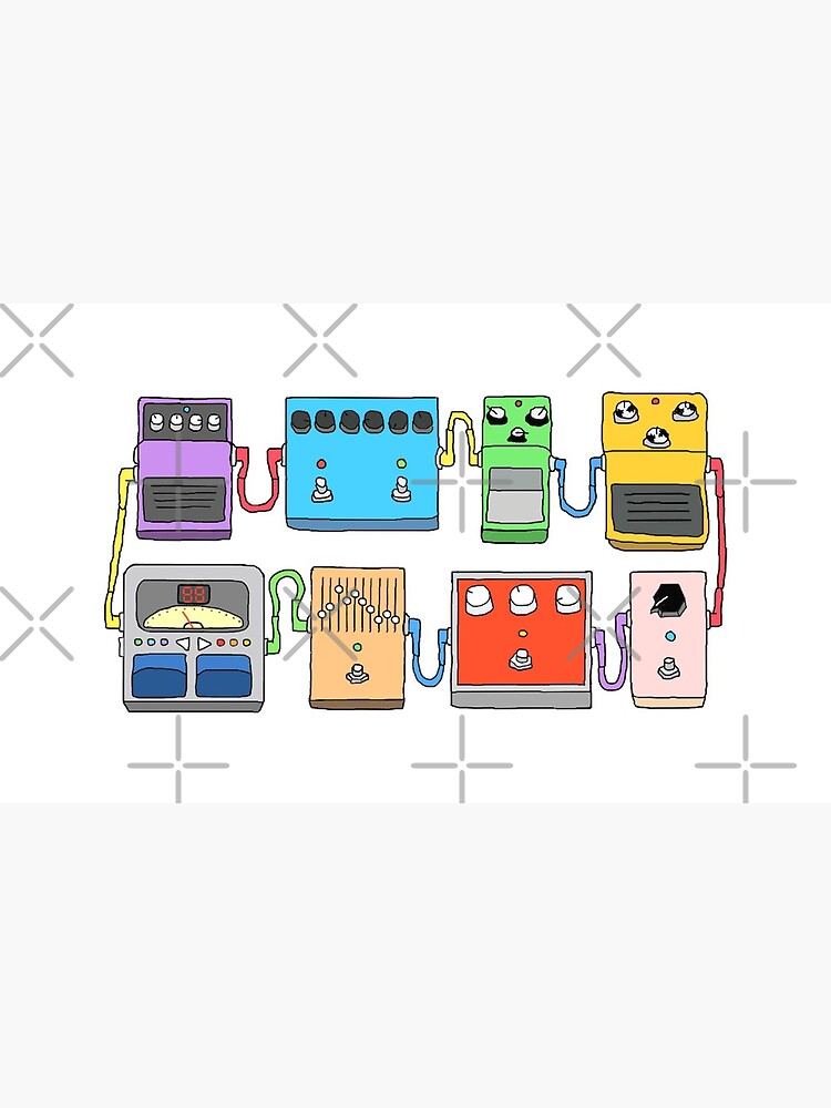 GUITAR PEDALS Recording Studio Engineer Guitarist Gear Foot Effect Pedals Music Illustration Mug Sticker T-Shirt Etc... by blueversion