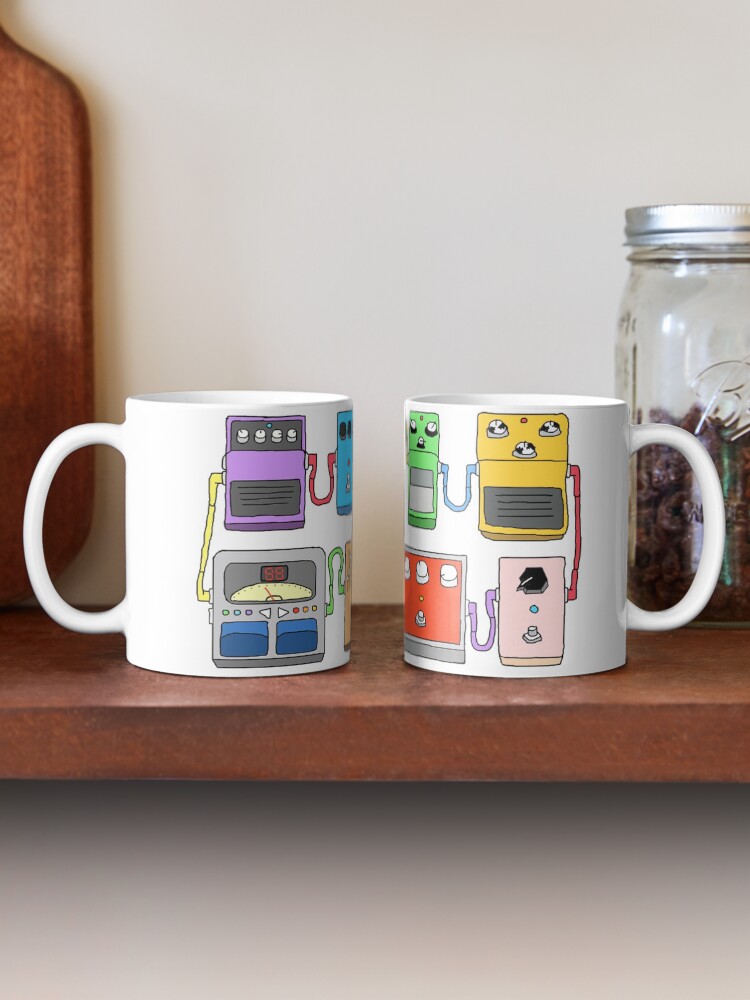 Alternate view of GUITAR PEDALS Recording Studio Engineer Guitarist Gear Foot Effect Pedals Music Illustration Mug Sticker T-Shirt Etc... Mug
