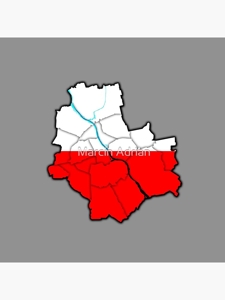 "Geographical map with outlines of Warsaw in Poland with divided