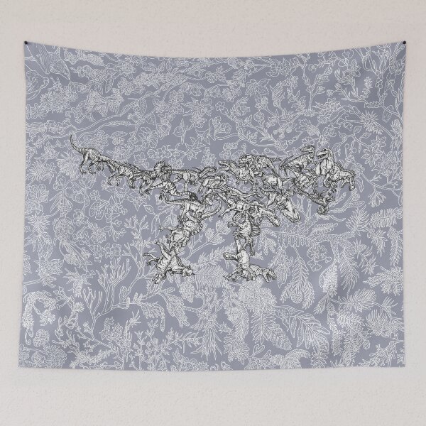 Item preview, Theropoda - T-Rex - Dinosaur - Evolution - Blue Background designed and sold by EvolutionPoster.