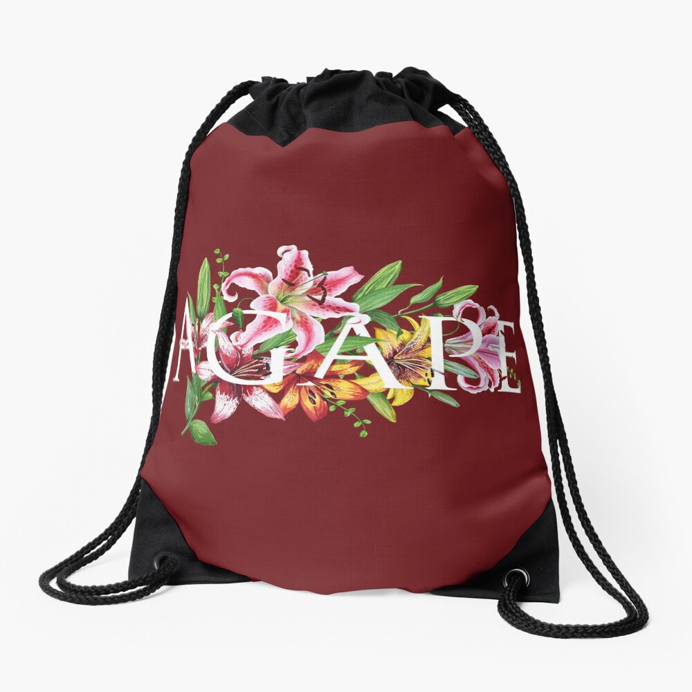 AGAPE (MAROON FLORAL) Drawstring Bag