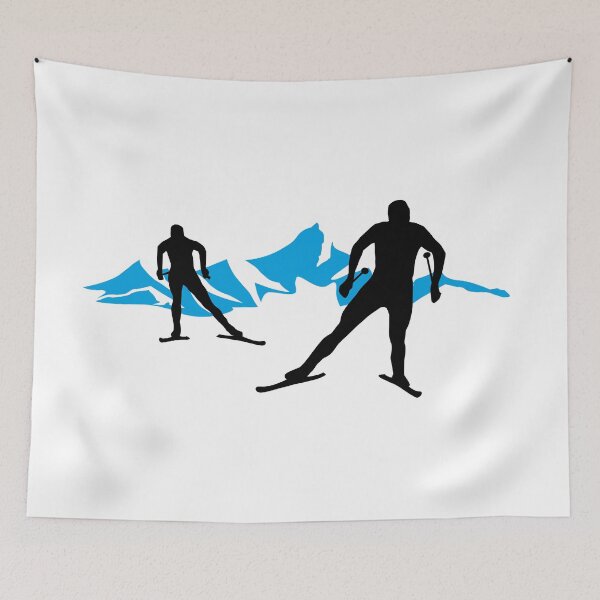 Artikelvorschau, Langlaufen, Langläufer und Berge, Cross Country Skiing entworfen und verkauft von claudiasartwork.