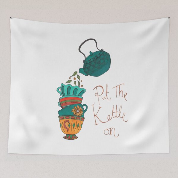 Item preview, Put The Kettle On | Tea Pot Cup Illustration designed and sold by inkhivecreative.