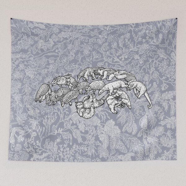 Item preview, Xenarthra - Anteaters, Sloths and Armadillos - Evolution - Blue Background designed and sold by EvolutionPoster.