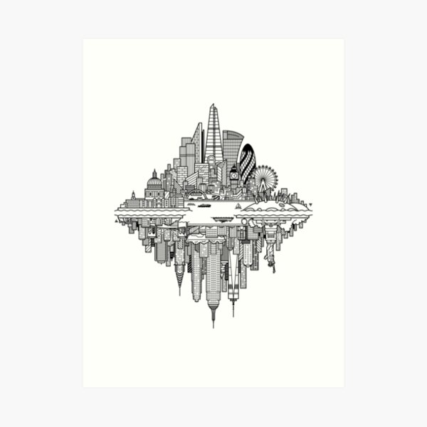 London & New York Reversible Skylines Art Print