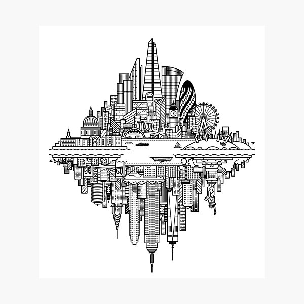 Item preview, London New York Reversible Skylines designed and sold by Tom Napper Design.