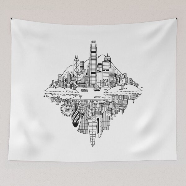 Item preview, Hong Kong London Reversible Skylines designed and sold by Tom Napper Design.