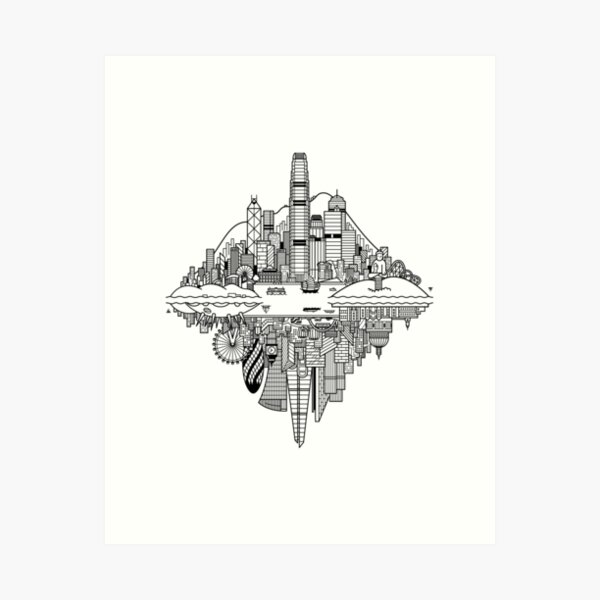 Hong Kong & London Reversible Skylines Art Print