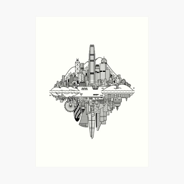 Hong Kong & London Reversible Skylines Art Print