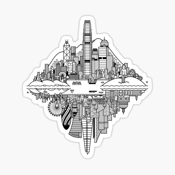 Item preview, Hong Kong London Reversible Skylines designed and sold by Tom Napper Design.