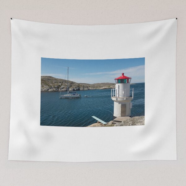 Item preview, a sailboat passes the lighthouse designed and sold by connyM-Sweden.