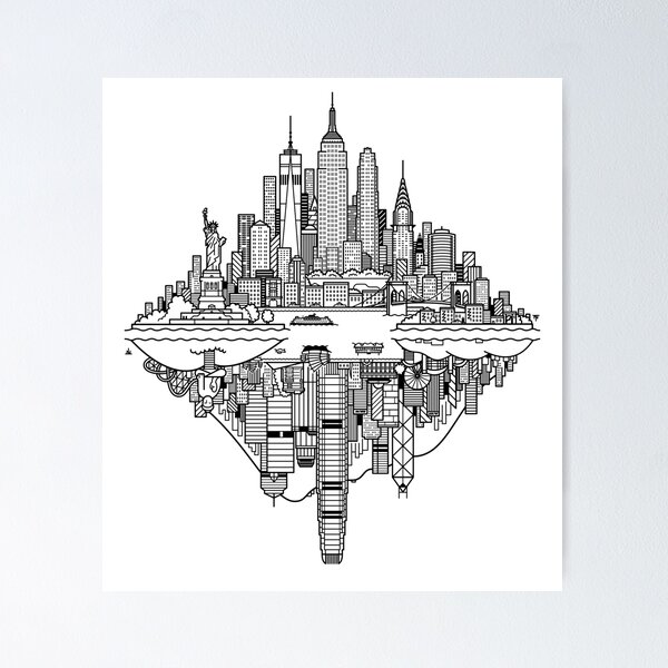 Item preview, New York Hong Kong Reversible Skylines designed and sold by Tom Napper Design.