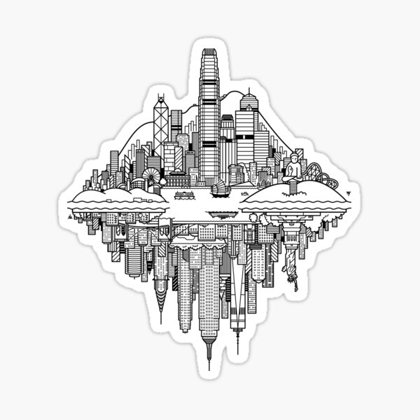 Item preview, Hong Kong New York Reversible Skylines designed and sold by Tom Napper Design.