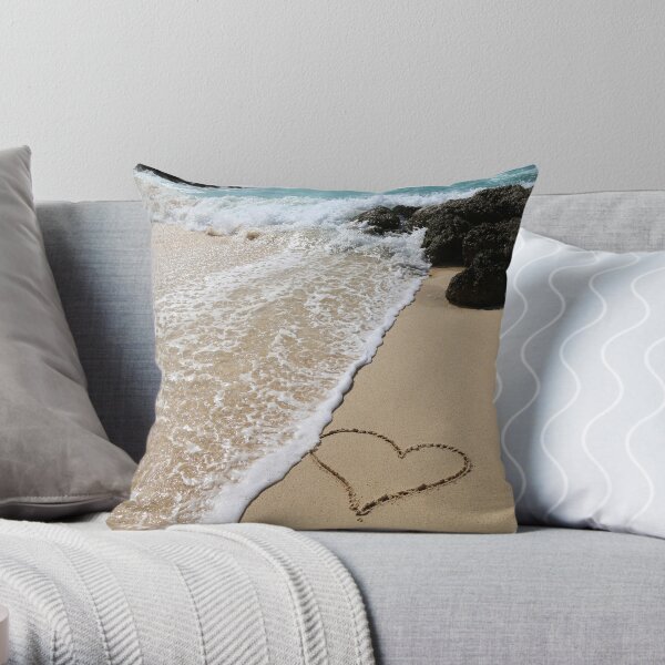 Barbados heart in the sand Throw Pillow