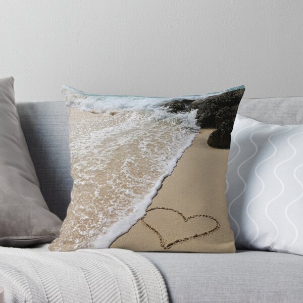 Barbados heart in the sand Throw Pillow