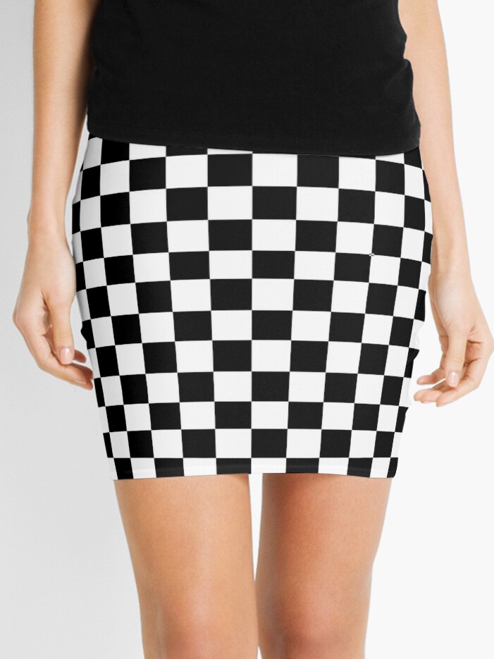 Women's black and white clearance checkered skirt