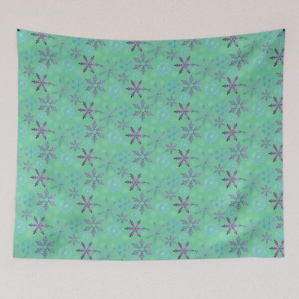 Item preview, Purple Glittery Snowflakes | Dark Green | Christmas Holiday | Winter Patterns designed and sold by Lavender Mint Graphics.