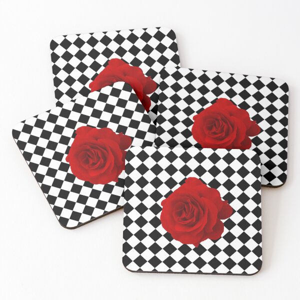 Item preview, Red Rose Black And White Diamond Squares designed and sold by rewstudio.