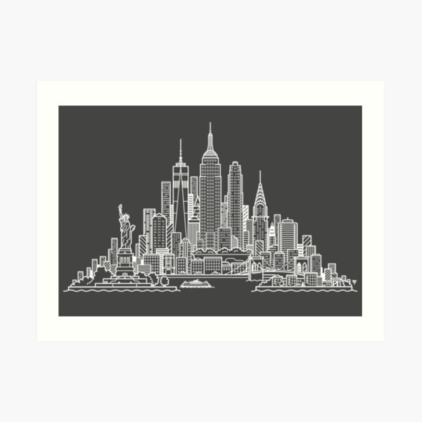 New York Skyline - White Art Print