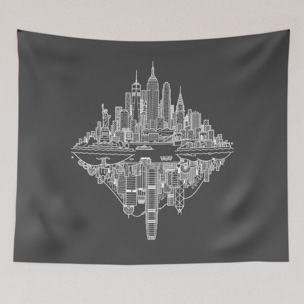 Item preview, New York Hong Kong Reversible Skylines - White designed and sold by Tom Napper Design.