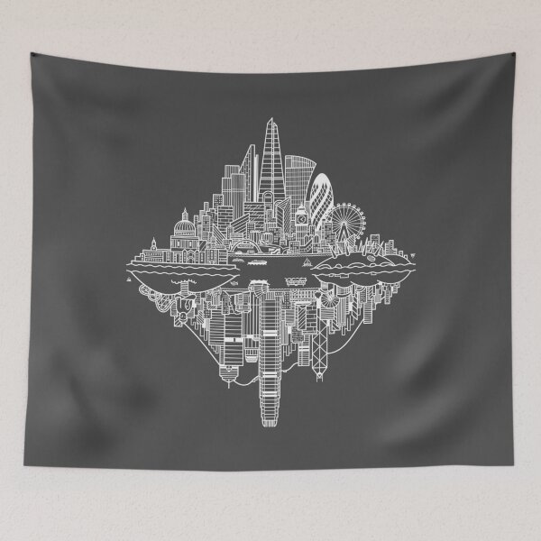 Item preview, London Hong Kong Reversible Skylines - White designed and sold by Tom Napper Design.