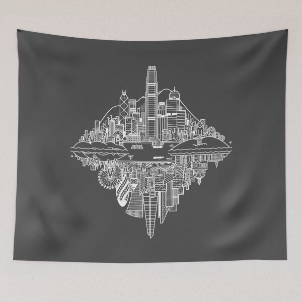 Item preview, Hong Kong London Reversible Skylines - White designed and sold by Tom Napper Design.