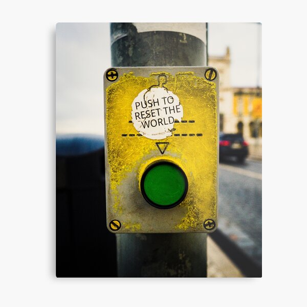 Push to Reset (Color) Metal Print