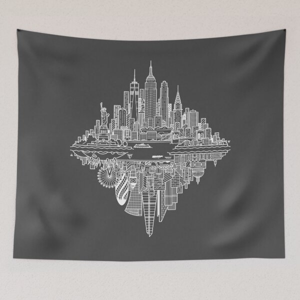 Item preview, New York London Reversible Skylines - White designed and sold by Tom Napper Design.