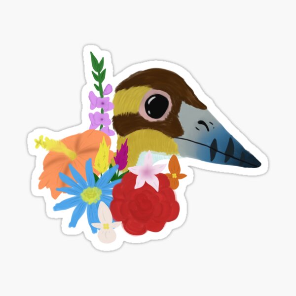 Floral tiny pterodactyl Sticker